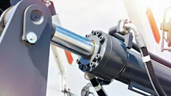 Close up on a black hydraulic cylinder