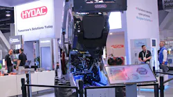 Interior view of components in a skid steer at HYDAC tradeshow booth
