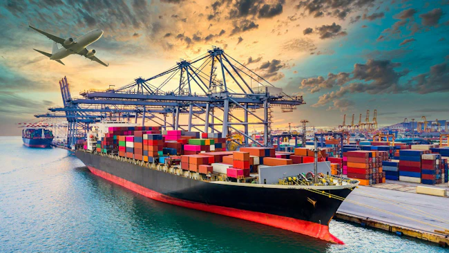 Freight Ship in Harbor