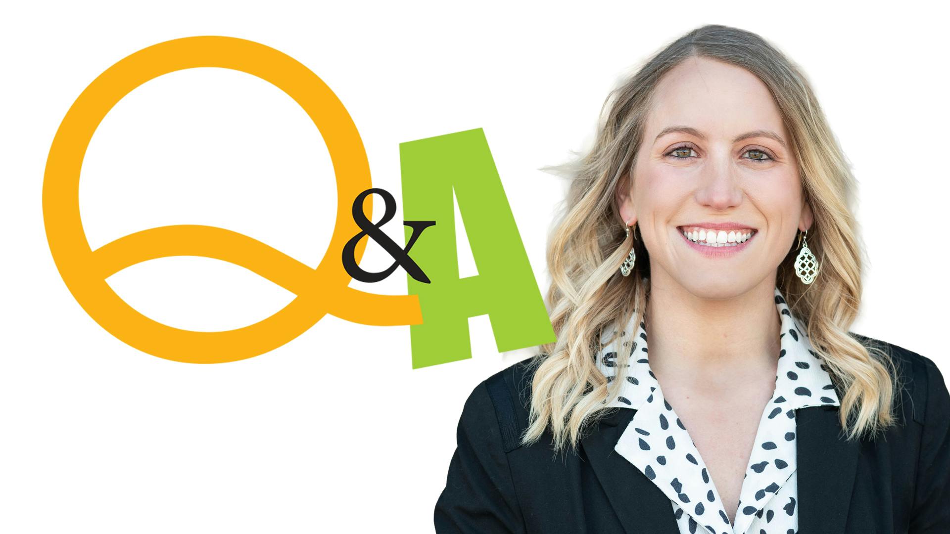 Headshot of Chelsea Krause, Vice President, Fluid &amp; Motion Control, Emerson, next to the word Q&amp;A