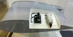 Display of Model Aircraft Wing Showing remote electronic unit and linear actuator