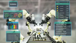 Concept of machine data collection with robots, conveyor and machine performance data